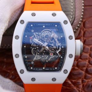 Best Replica Richard Mille RM055 Skeleton Dial Orange Strap KV Factory V2 For Sale - Replica Watch Wholesale