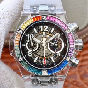 Best Replica Hublot Big Bang Unico 411.JX.4802.RT Colorful Diamonds Bezel Skeleton Dial For Sale - Replica Watch Wholesale