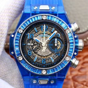 Best Replica Hublot Big Bang Unico 411.JX.4802.RT Blue Strap Skeleton Dial For Sale - Replica Watch Wholesale