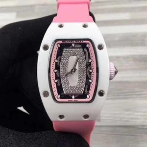 Best Replica Richard Mille RM07 Ladies Pink Dial with Diamonds For Sale - Replica Watch Wholesale