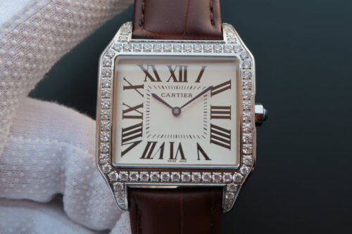 Best V6 Factory Replica Cartier Santos WH100651 Leather Strap For Sale - Replica Watch Wholesale