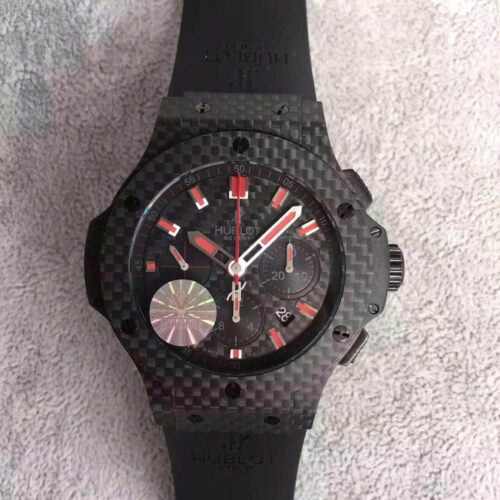 Best V6 Factory Replica Hublot Big Bang Carbon 301.QX.1724.RX Black Strap For Sale - Replica Watch Wholesale