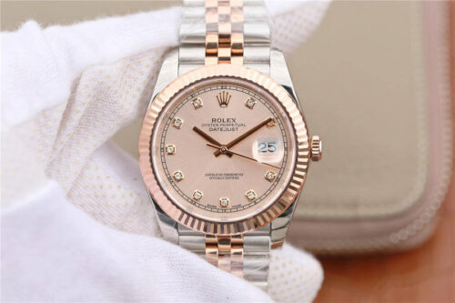 Best EW Factory Replica Rolex Datejust M126331-0008 Rose Gold Sundust Dial For Sale - Replica Watch Wholesale