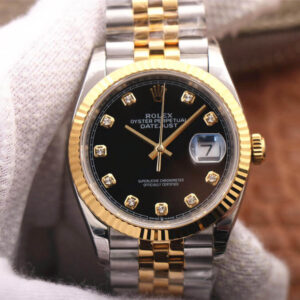 Best EW Factory Replica Rolex Datejust M126233-0021 Diamond Black Dial For Sale - Replica Watch Wholesale