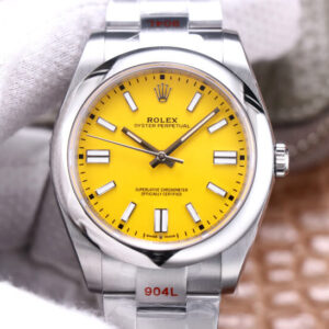 Best EW Factory Replica Rolex Oyster Perpetual M124300-0004 41MM Yellow Dial For Sale - Replica Watch Wholesale