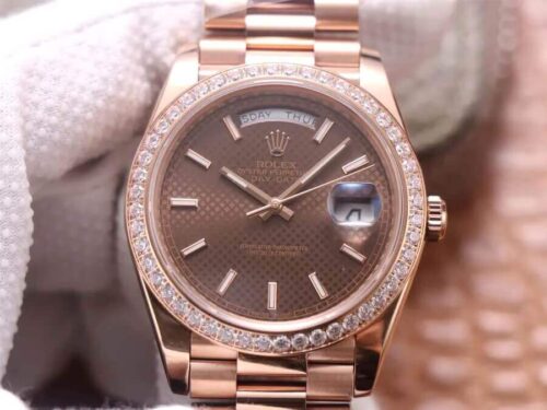 Best EW Factory Replica Rolex Day-Date M228345RBR-0005 Chocolate Color Dial For Sale - Replica Watch Wholesale