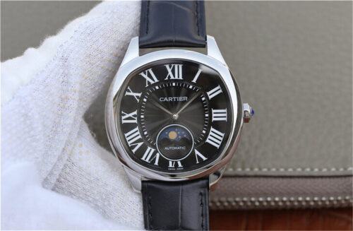 Replica Best Drive De Cartier Moonphase WGNM0009 Black Strap For Sale - Replica Watch Wholesale