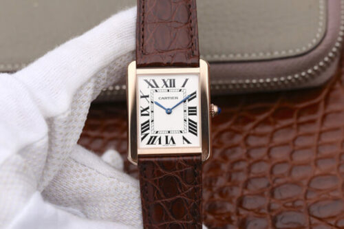 Best K11 Factory Replica Cartier Tank W5200025 Brown Strap For Sale - Replica Watch Wholesale