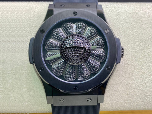 Best Replica Hublot Classic Fusion Takashi Murakami 507.CX.9000.RX.TAK21 Sunflower Black Strap For Sale - Replica Watch Wholesale