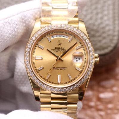 Best EW Factory Replica Rolex Day Date M228348RBR-0002 18ct Gold Strap For Sale – Replica Watch Wholesale