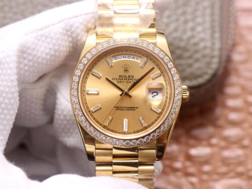 Best EW Factory Replica Rolex Day Date M228348RBR-0002 18ct Gold Strap For Sale - Replica Watch Wholesale