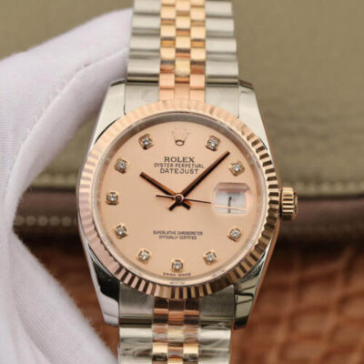 Best GM Factory Rolex Datejust 116231 36MM  Diamond-set Rose Gold Dial For Sale – Replica Watch Wholesale