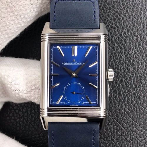 Best MG Factory Replica Jaeger LeCoultre Reverso Tribute Double-sided Double Time Zone Flip Blue Strap For Sale - Replica Watch Wholesale