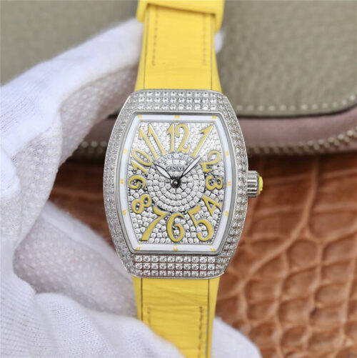 Best ABF Factory Replica Franck Muller Vanguard Ladies Yellow Strap For Sale - Replica Watch Wholesale