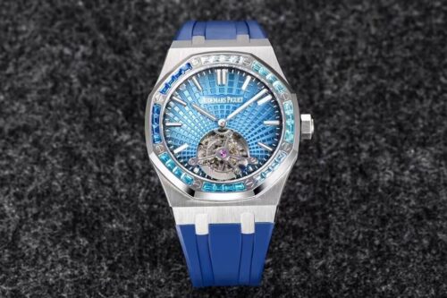 Best R8 Factory Replica Audemars Piguet Royal Oak Tourbillon V3 Blue Rubber Strap For Sale - Replica Watch Wholesale