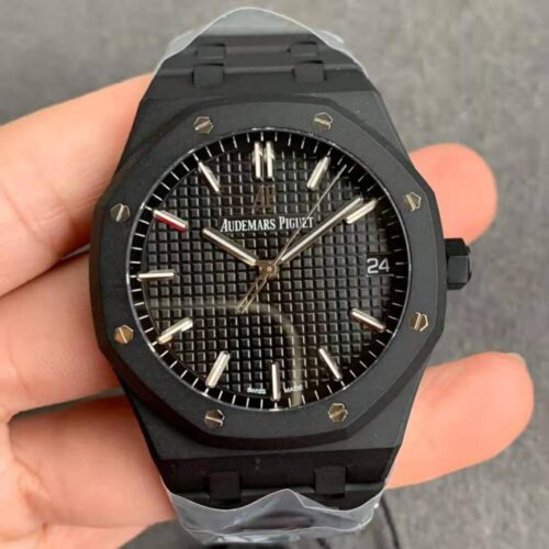 Best ZF Factory Replica Audemars Piguet Royal Oak 15500 DLC Version Frosted Black Dial For Sale - Replica Watch Wholesale