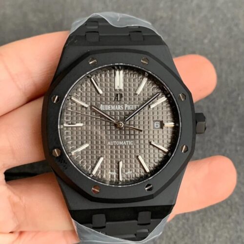 Best ZF Factory Replica Audemars Piguet Royal Oak 15400 DLC Version Frosted Black Strap For Sale - Replica Watch Wholesale
