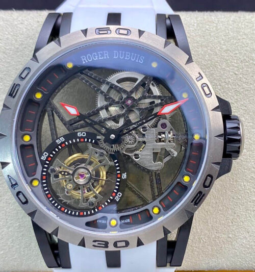 BBR Factory Replica Roger Dubuis Excalibur RDDBEX0549 Tourbillon White Rubber Strap
