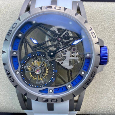 BBR Factory Replica Roger Dubuis Excalibur RDDBEX0479 Tourbillon White Rubber Strap
