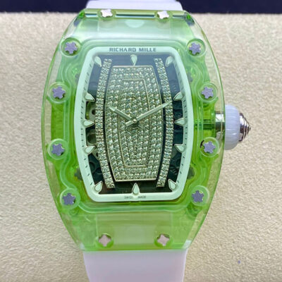 RM Factory Replica Richard Mille RM07-02 Pink Lady Sapphire White Rubber Strap