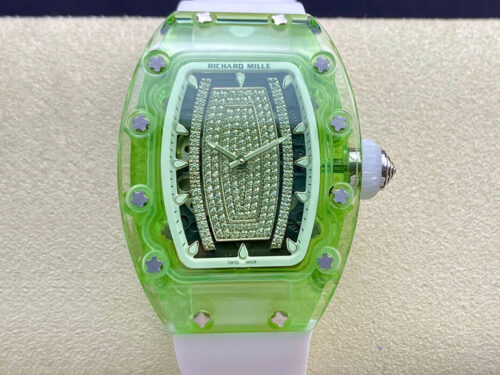 RM Factory Replica Richard Mille RM07-02 Pink Lady Sapphire White Rubber Strap