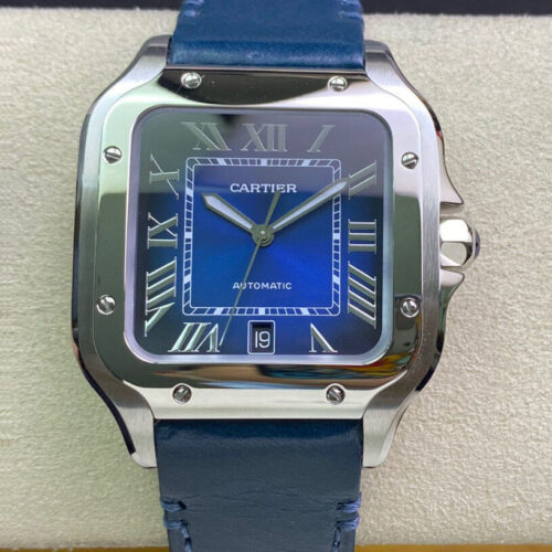 Best BV Factory Replica Cartier De Santos WSSA0030 Blue Dial For Sale - Replica Watch Wholesale