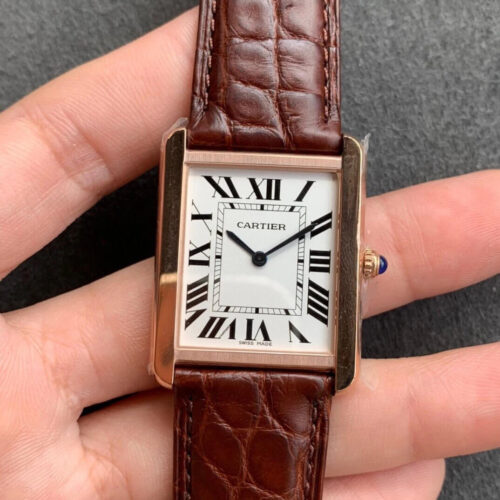 Best K11 Factory Replica Cartier Tank W5200024 Brown Leather Strap For Sale - Replica Watch Wholesale
