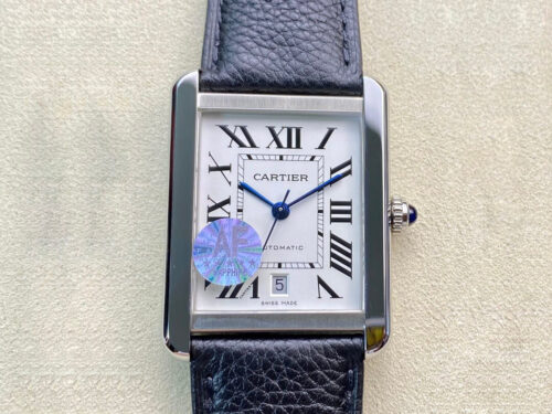 Best AF Factory Replica Cartier Tank WSTA0029 Black Leather Strap For Sale - Replica Watch Wholesale