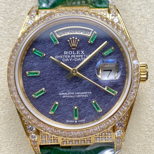 8+ Factory Replica Rolex DayDate 128455TBR Green Strap For Sale - Replica Watch Wholesale