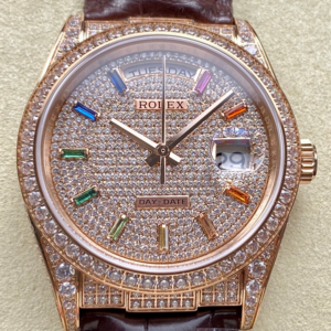 8+ Factory Replica Rolex DayDate 128155RBR Brown Strap For Sale - Replica Watch Wholesale
