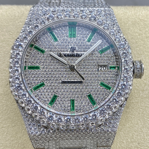 AMG Factory Replica Audemars Piguet Royal Oak 15400ST.011 Green Diamond For Sale - Replica Watch Wholesale