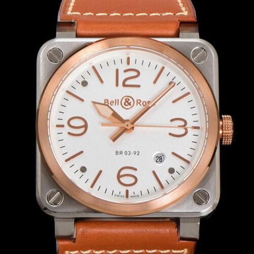 BR Factory Replica Bell Ross INSTRUMENTS BR03A-WH-STPG-SCA Cowhide Strap For Sale - Replica Watch Wholesale