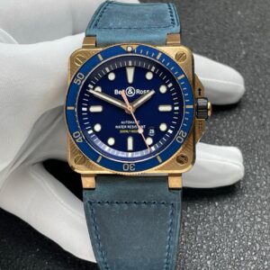 BR Factory Replica Bell Ross INSTRUMENTS BR 03-92 DIVER BRONZE BLUE Leather Strap For Sale - Replica Watch Wholesale